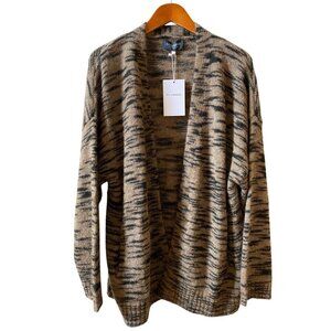 Lucchese W.Cashmere Doreen Tiger Print Cardigan Size L Alpaca Wool Open Sweater